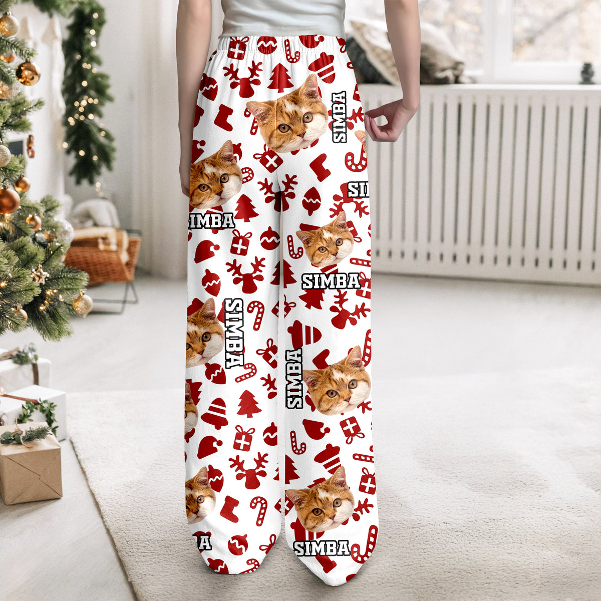 Custom Photo With Christmas Background For Dog Cat Lovers Pajamas T368 889936