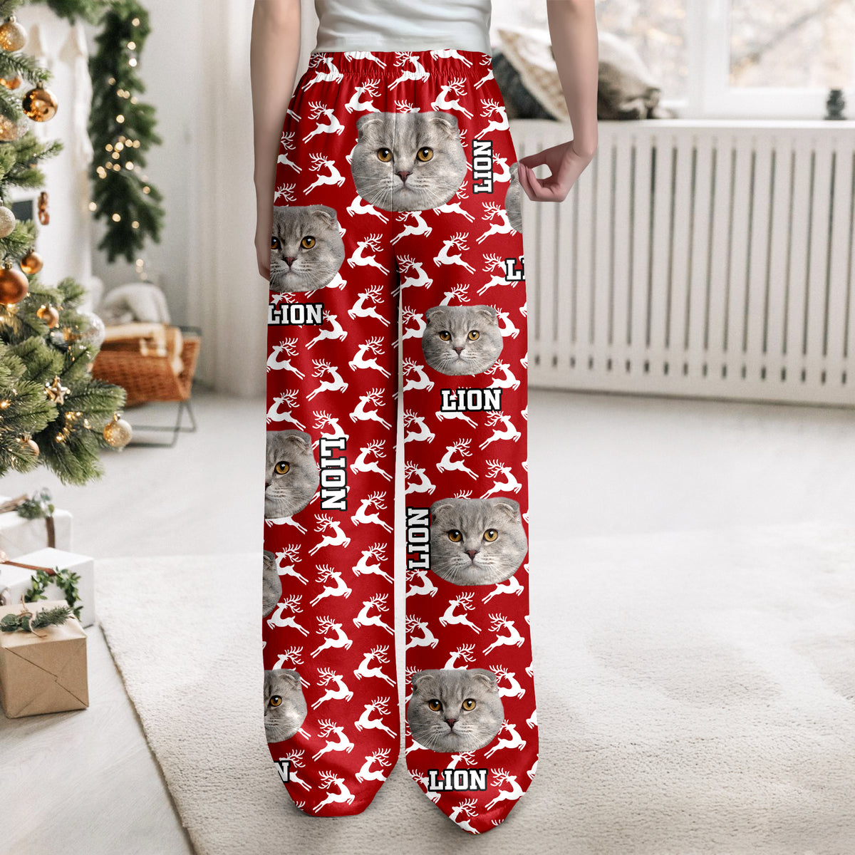 Custom Photo With Christmas Background For Dog Cat Lovers Pajamas T368 889936