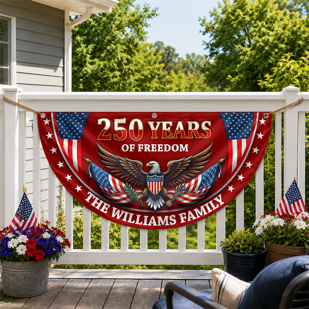 Personalized 250 Years Of Freedom Non-Pleated Fan Flag USA 1776-2026 Patriotic Flag, Fourth Of July Outdoor Decor LM32 669291