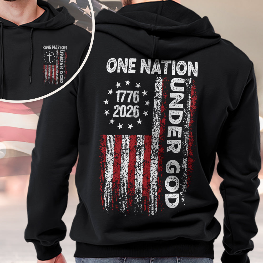 One Nation Under God America 250th 1776-2026 Back & Front Dark Shirt TH10 169059