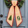 Personalized Christmas Tree Initial Stripe Wreath Sash, Custom Monogram Door Bow Decoration HO82 903918