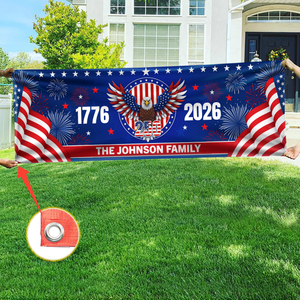 Personalized Family Name 1776-2026 250 Years Birthday America Flag Eagle Patriotic Banner HA75 898780