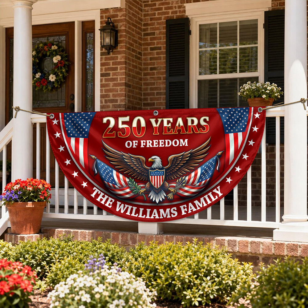 Personalized 250 Years Of Freedom Non-Pleated Fan Flag USA 1776-2026 Patriotic Flag, Fourth Of July Outdoor Decor LM32 669291
