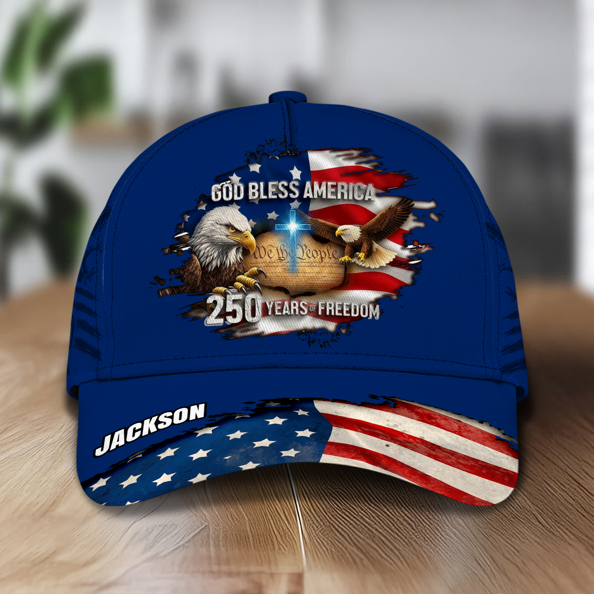 Personalized God Bless America Bald Eagle USA Flag Classic Cap CH07 911248