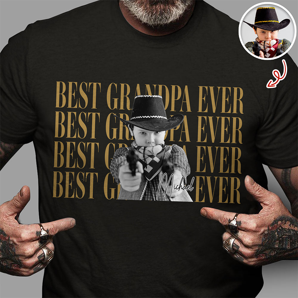 Personalized Vintage Photo Best Dad Mom Ever Dark Shirt HA75 921436