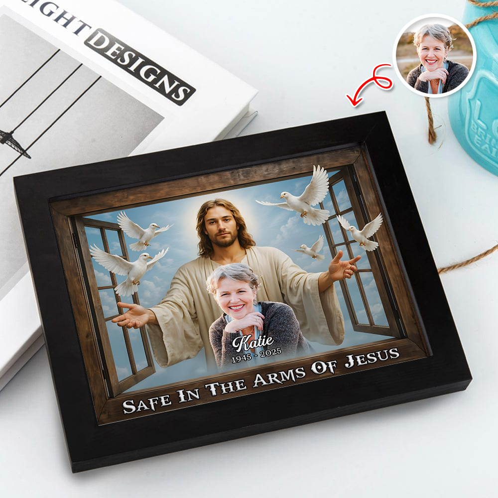 Custom Photo Safe In The Arms Of Jesus Memorial Picture Frame LM32 893901