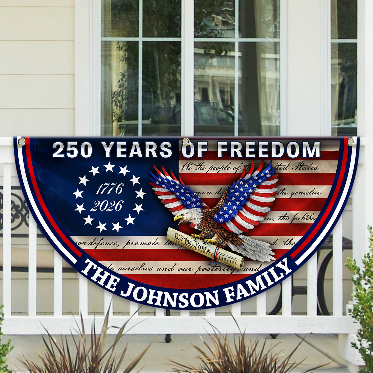 Custom Family Name America 250 Years of Freedom Non-Pleated Fan Flag HO82 901604