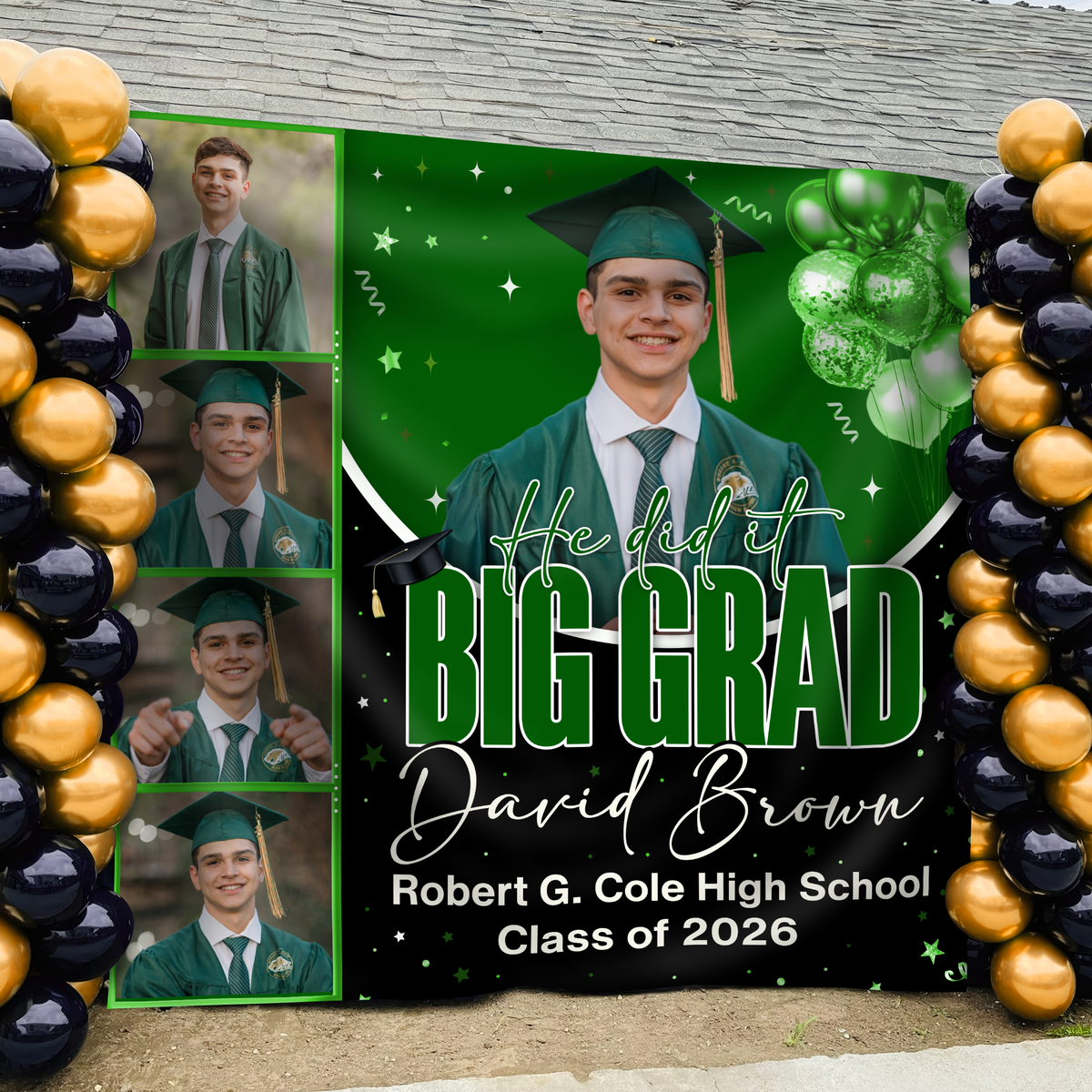 Personalized She Dit It Big Grad Backdrop Graduation Party Decor LM32 899497