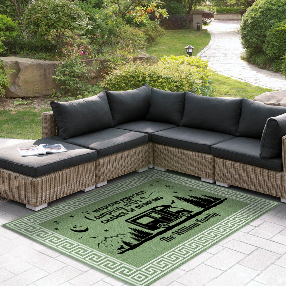 Personalized Family Name Floral Vintage Camping Patio Rug, Patio Mat HA75 892640