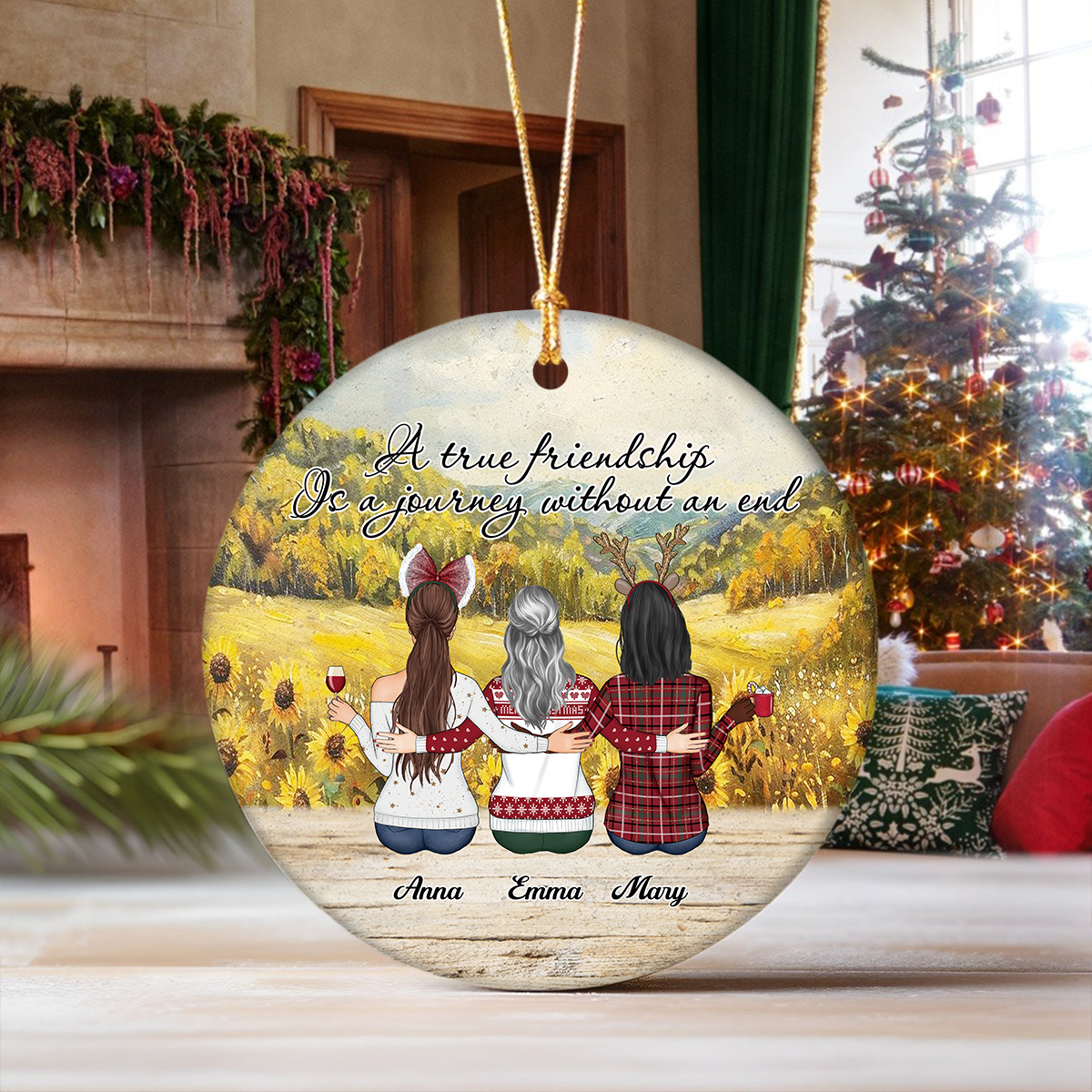 A True Friendship Is A Journey Without An End Personalized Ceramic Ornament For Besties, Friends HA75 897446
