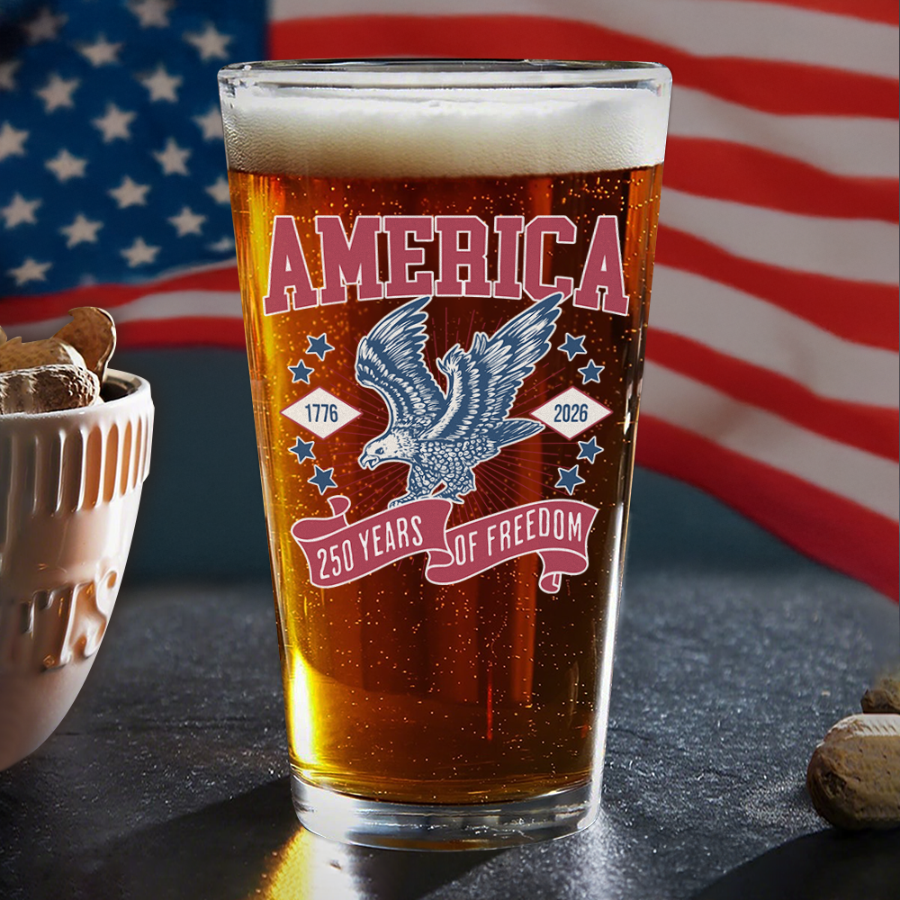 America 1776 - 2026 250 Years Of Freedom Print Beer Glass HA75 897028