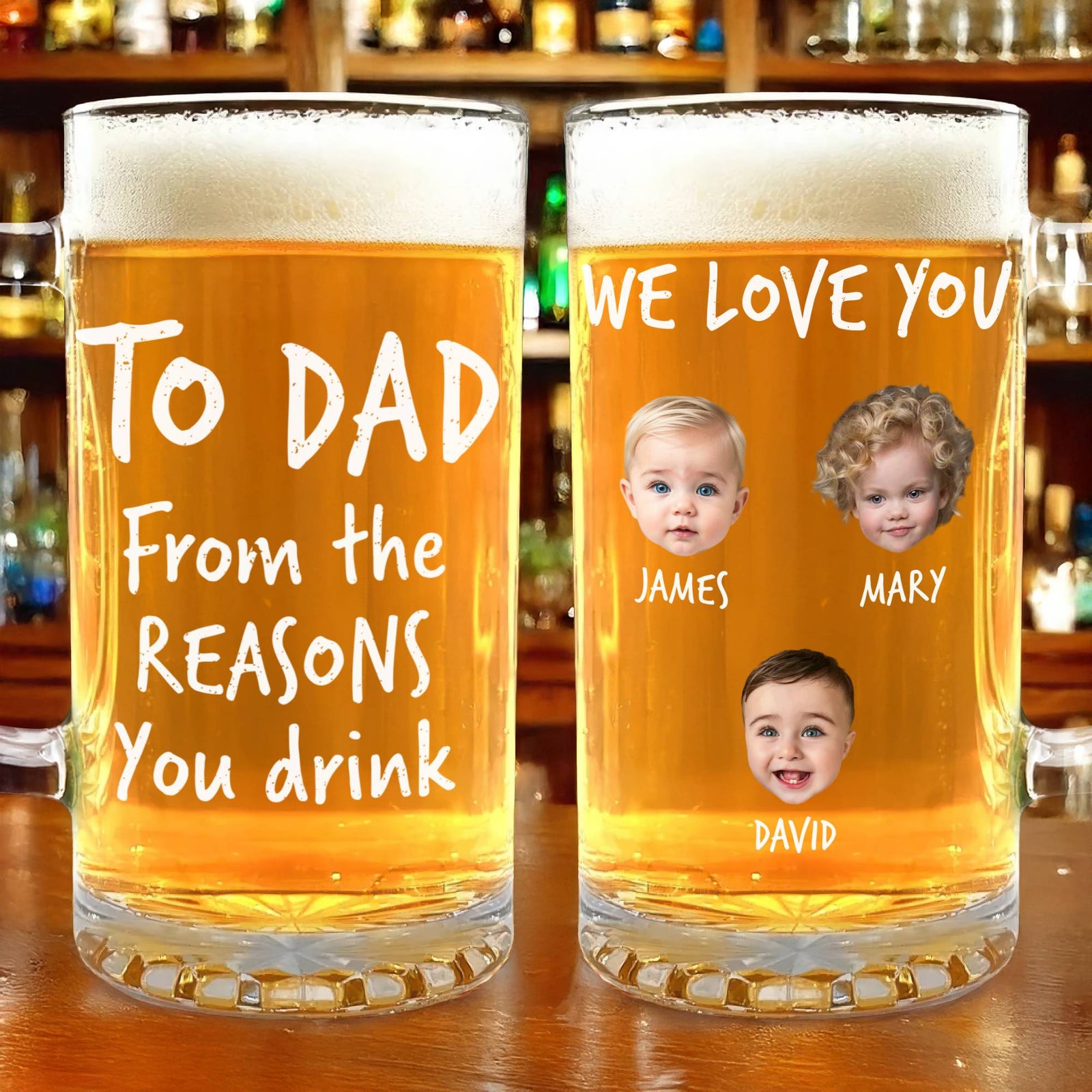 Custom Face Kid - From The Reasons You Drink Print Glass Beer Mug Father's Day Gift HA75 892098