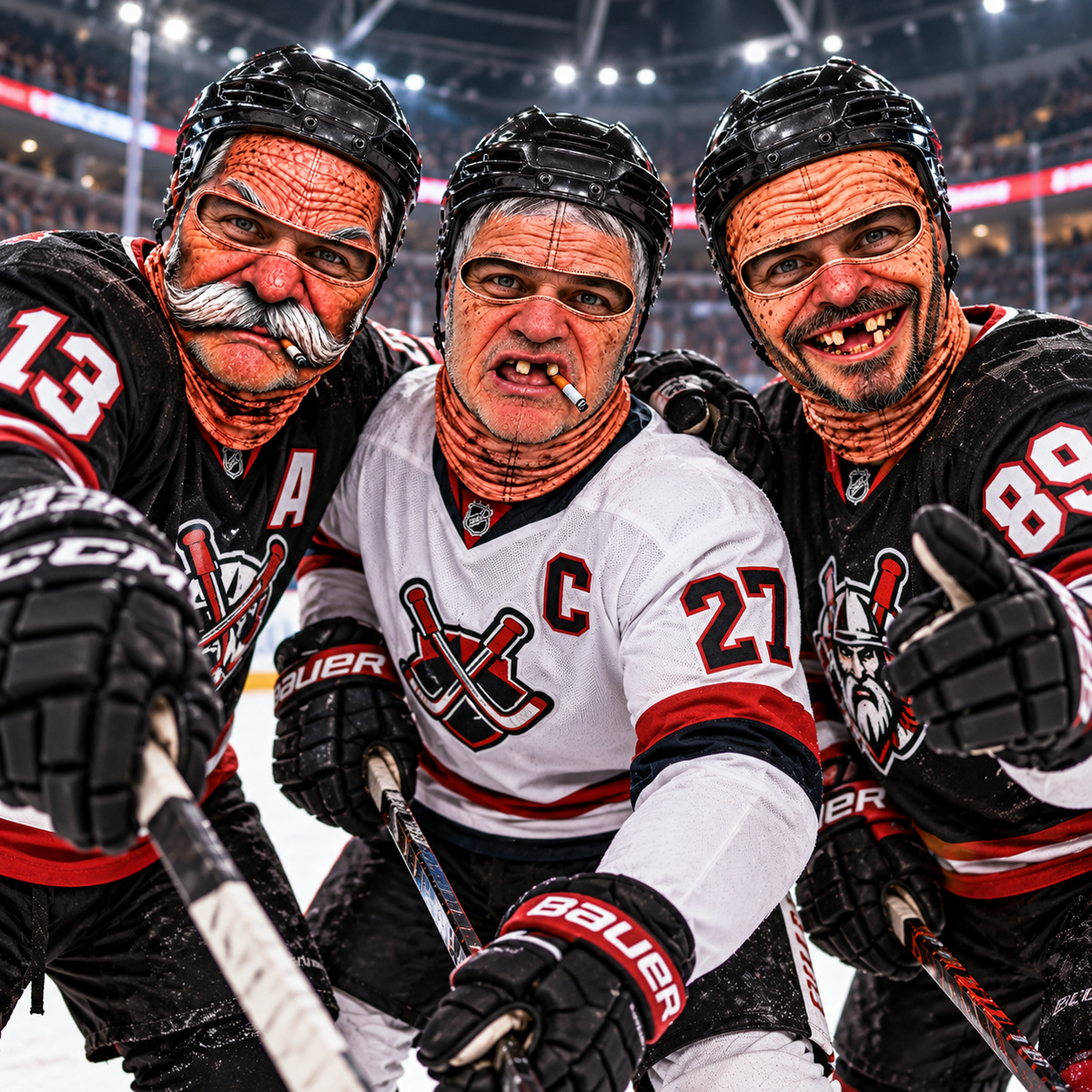 Funny Old Man Face Hockey Players 3D Face Mask, Sport Lovers Gift CH07 180806