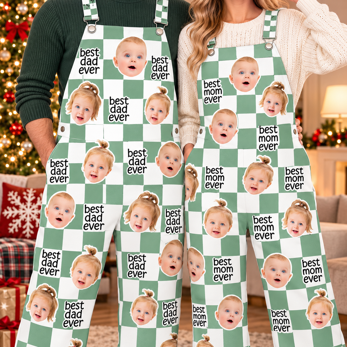 Custom Baby Face Best Dad, Mom Ever Overall Jumpsuit - Personalized Gift for Parents CH07 180846