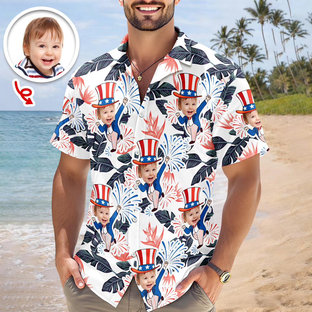 Custom Photo USA 4th of July Tropical Hawaii Shirt LM32 899711