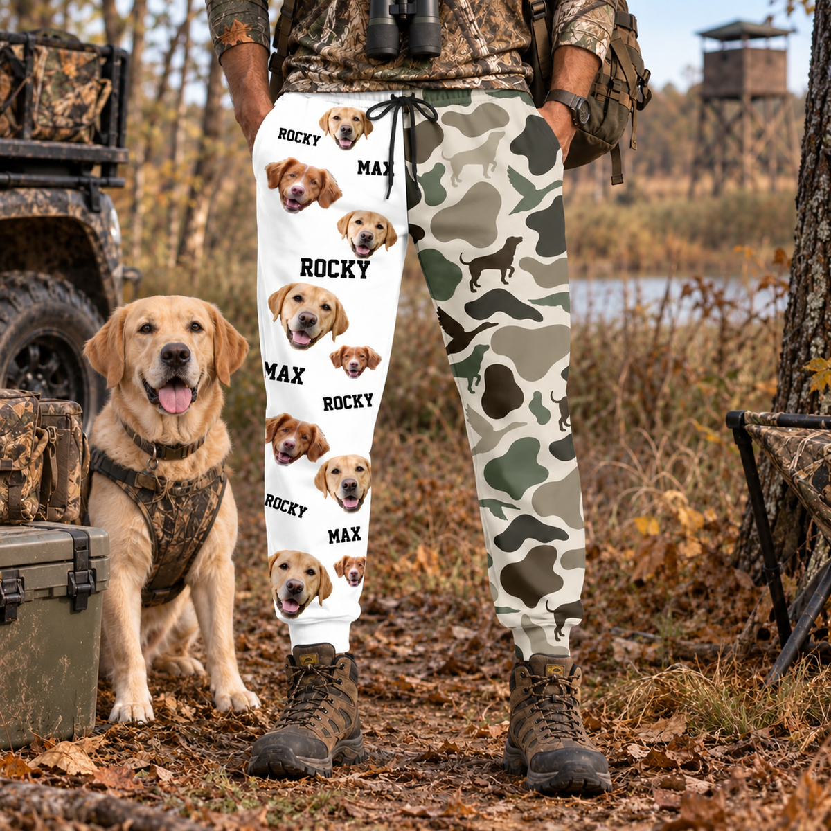 Custom Dog Photo Hunting Sweatpants Dog Lover Gift LM32 670149