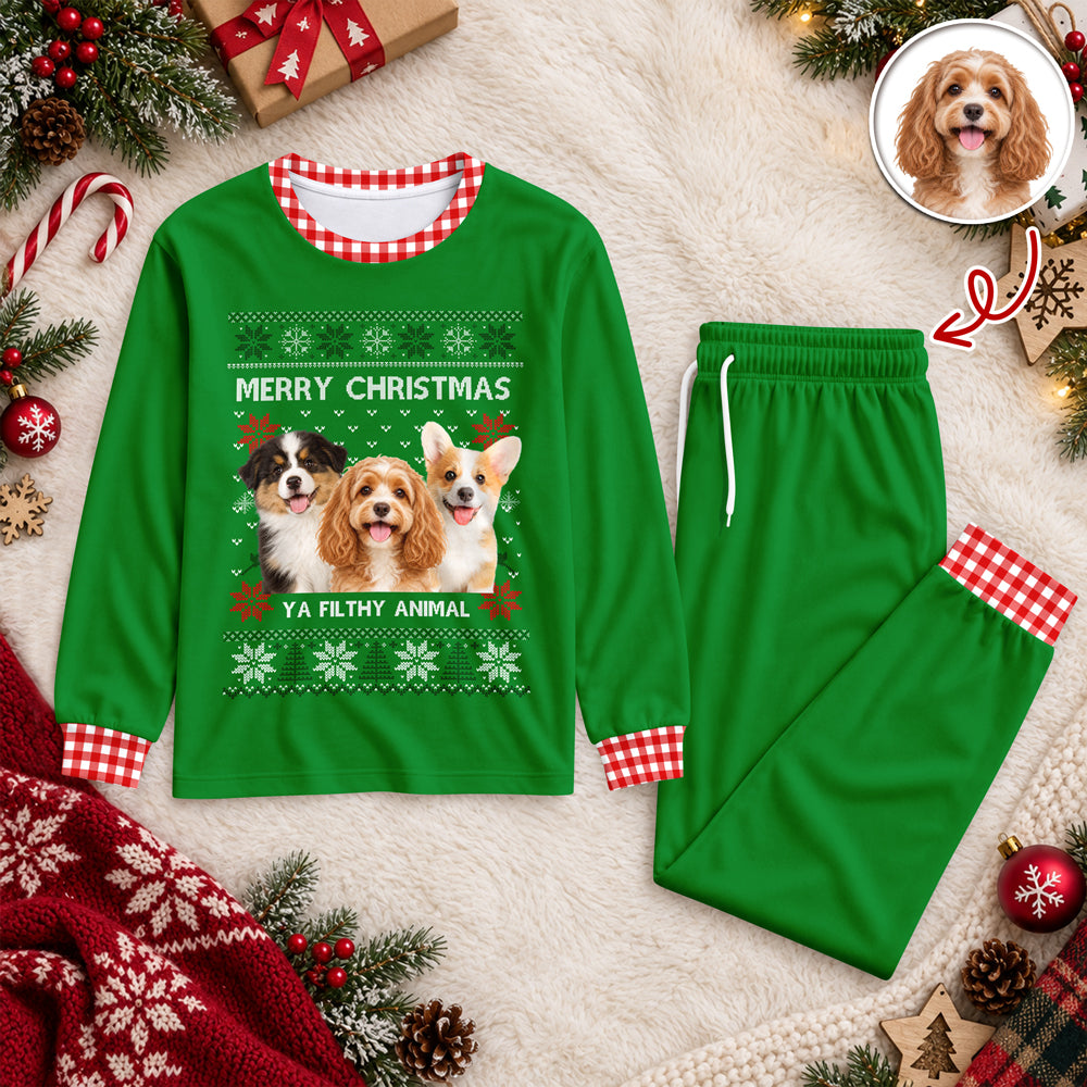 Custom Photo Ugly Christmas Ya Filthy Sleepwear Gift for Dog Cat Lovers HO82 903582