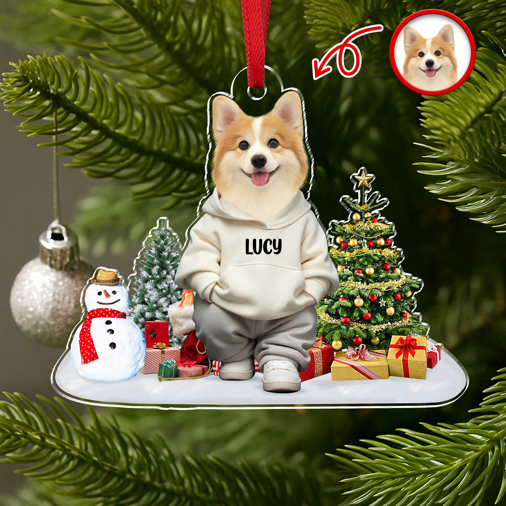 Custom Photo Dog Christmas Acrylic Ornament For Christmas HA75 897604