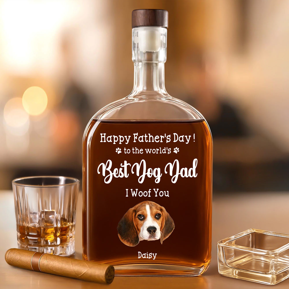 Custom Photo To The World's Best Dog Dad Whiskey Bottle TH10 894017