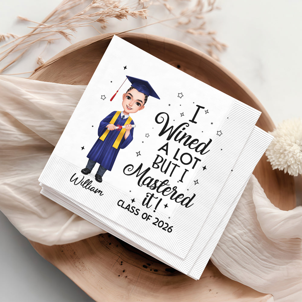Personalized I Wined A Lot Graduation Napkins For Graduation Party HO82 902194