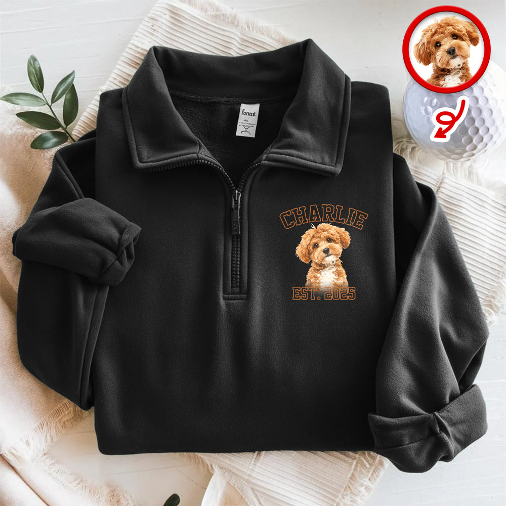 Custom Dog Cat Photo Printed Quarter Zip Sweater Gift For Dog Cat Lovers TH10 898247