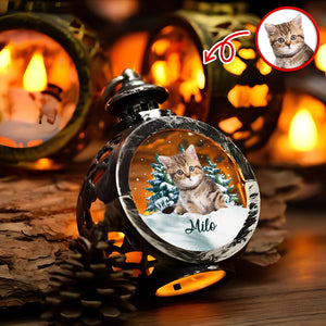 Custom Photo Christmas Candlelight Lantern Ornament For Cat Lovers HA75 897518