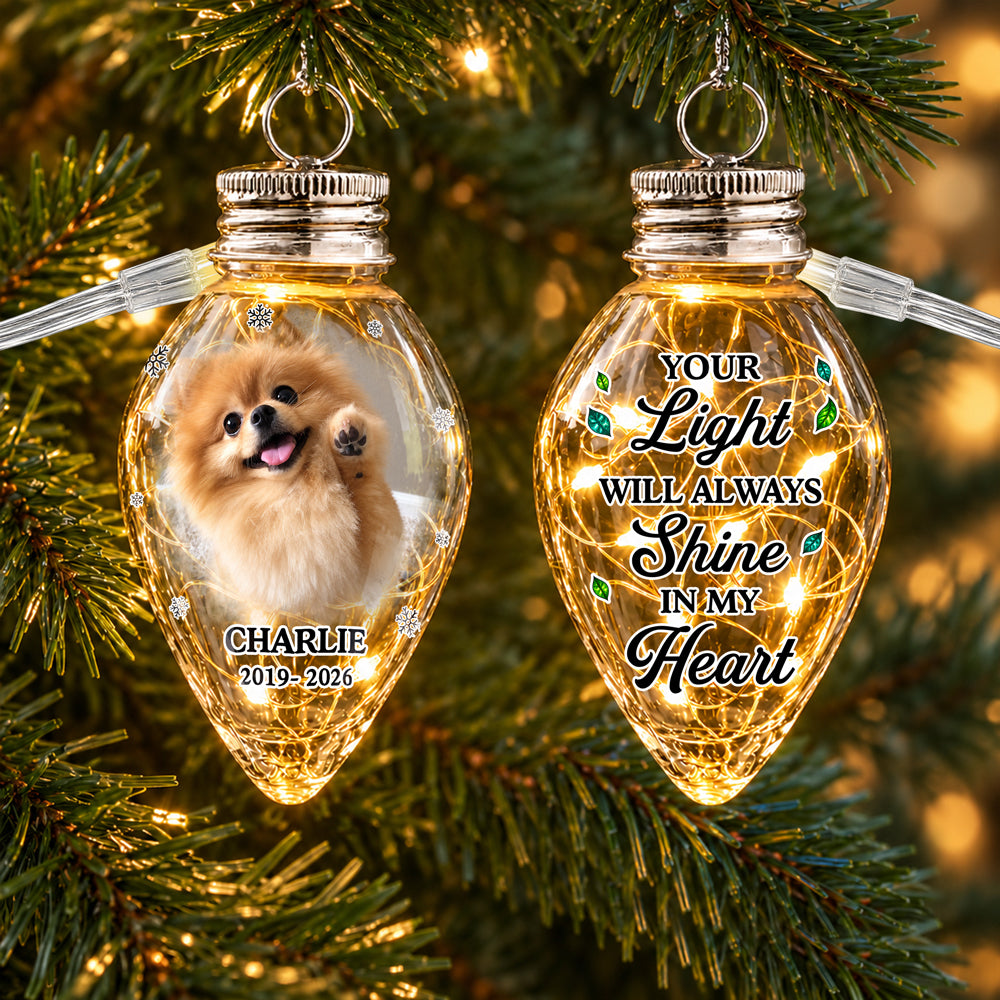 Custom Photo Always Shines In My Heart Memorial Chili Bulb LED Light HO82 904082