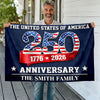 United States Of American 250th Anniversary Decor Gift Custom Family Name House Flag CH07 910624
