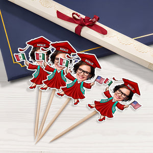 Custom Funny Face Flag Nations Graduation Decoration Cupcake Toppers LM32 893309