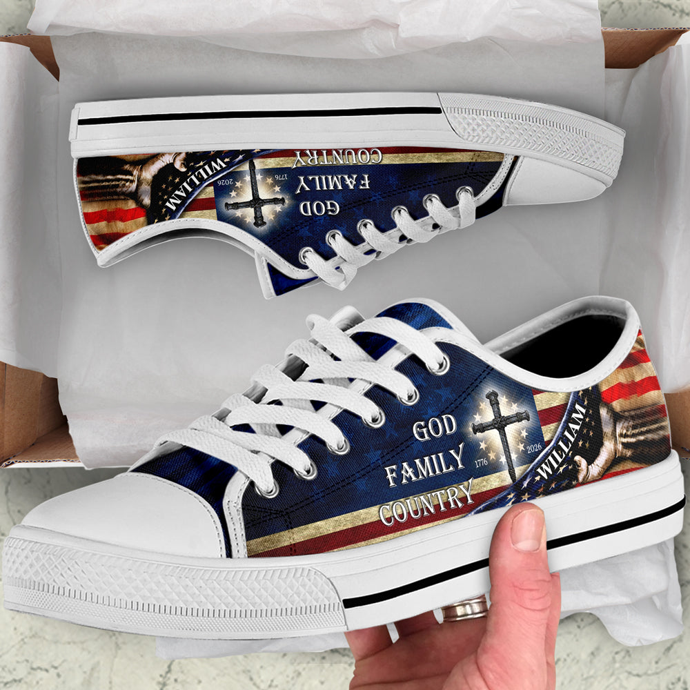 Custom Name God Family Country 250 Years of Blessing 1776 - 2026 Canvas Shoes HO82 902096