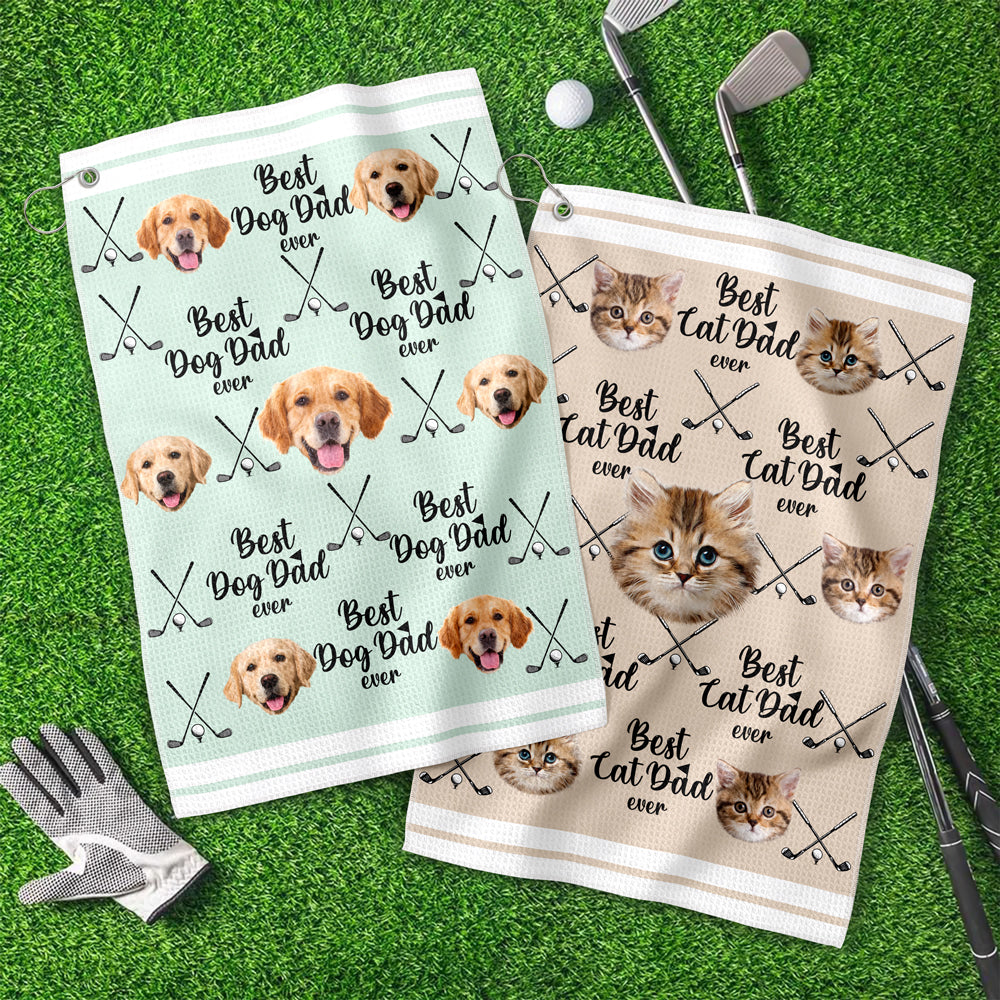 Custom Pet Photo Best Dog Dad Ever For Golf Loving Golf Towel LM32 893651