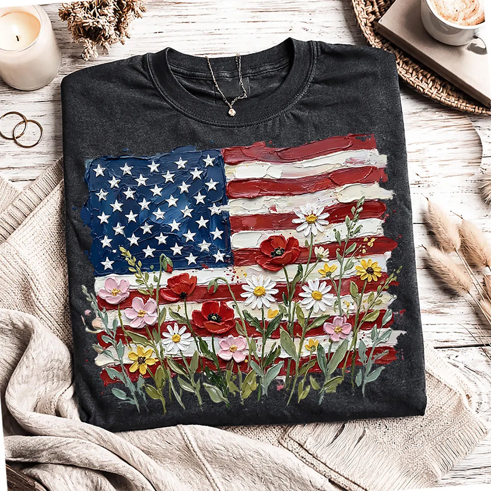 American Flag Floral - Patriotic Wildflower USA Comfort Shirt for 4th of July CH07 910982