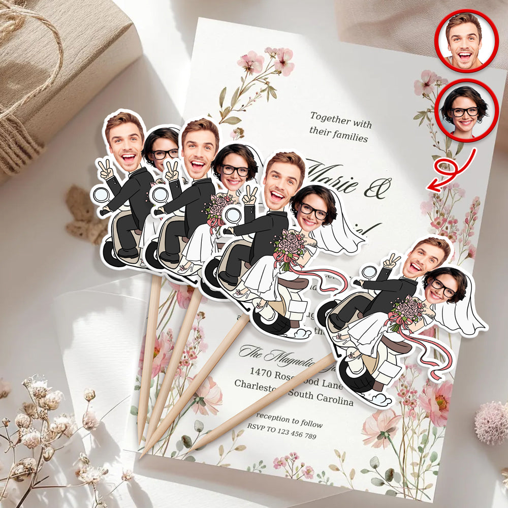 Custom Funny Wedding Face Cupcake Topper Gift For Couple CH07 910076