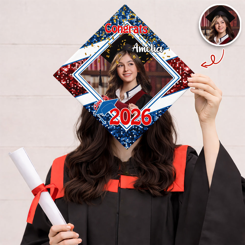 Custom Photo Congrats 2026 Graduation Cap Topper HO82 901638