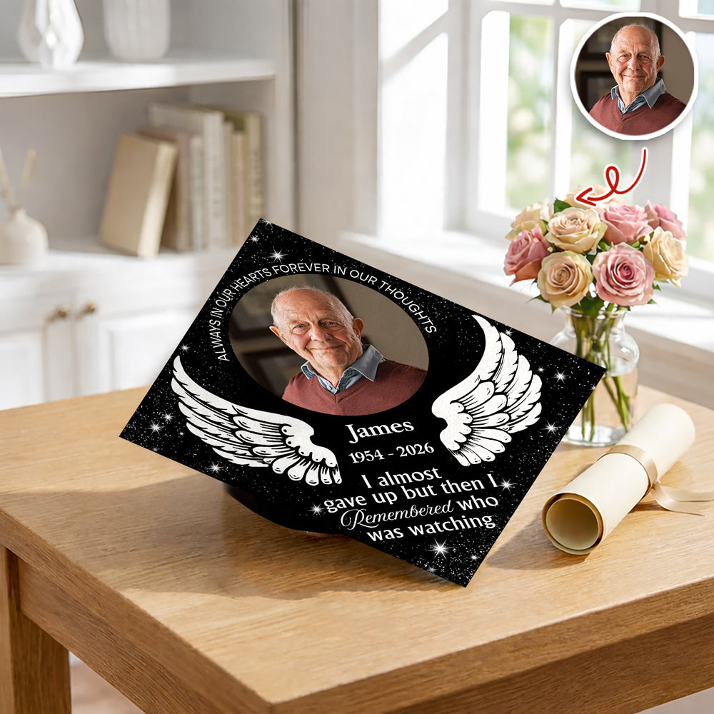 Custom Photo I Almost Gave Up But Then I Remembered Who Was Watching Personalized Graduation Cap Topper HA75 920808