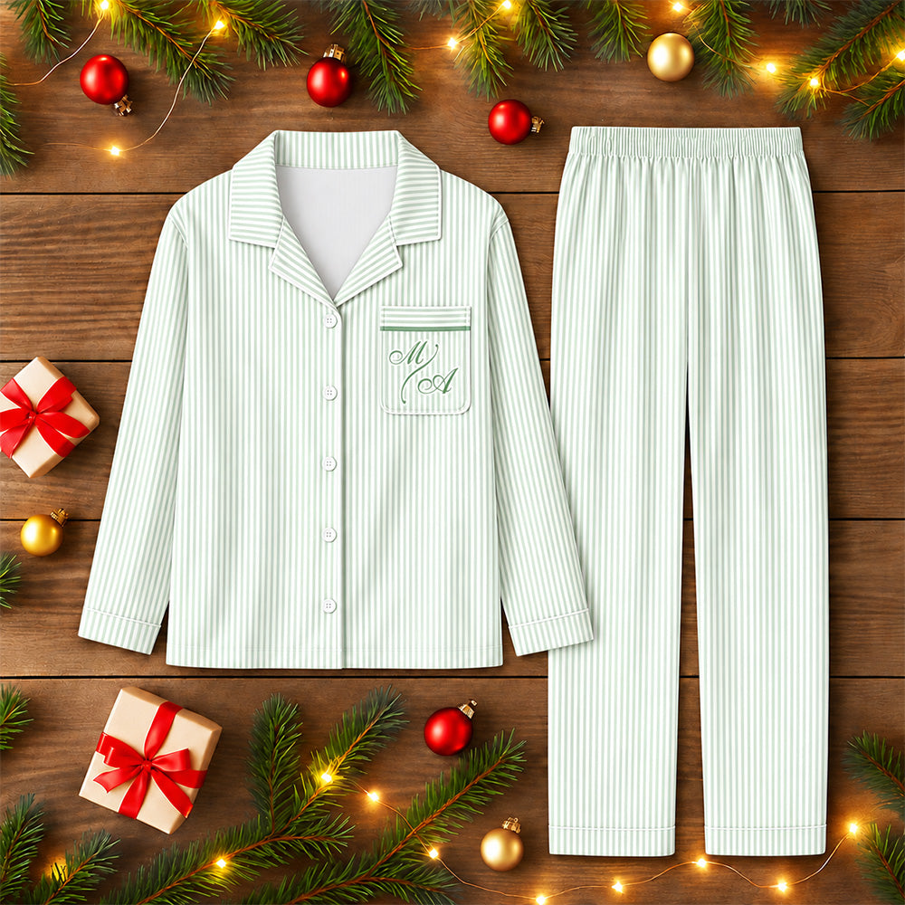 Personalized Text Striped Pattern Pajamas - Gift For Family, Kids, Friends, Coworker HO82 903864