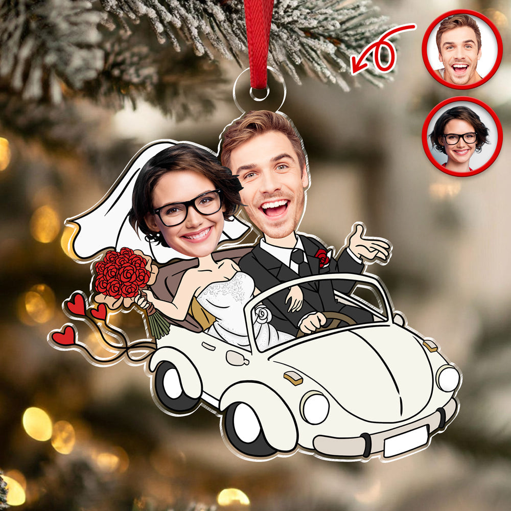 Custom Funny Wedding Face Acrylic Ornament Gift For Couple CH07 910074
