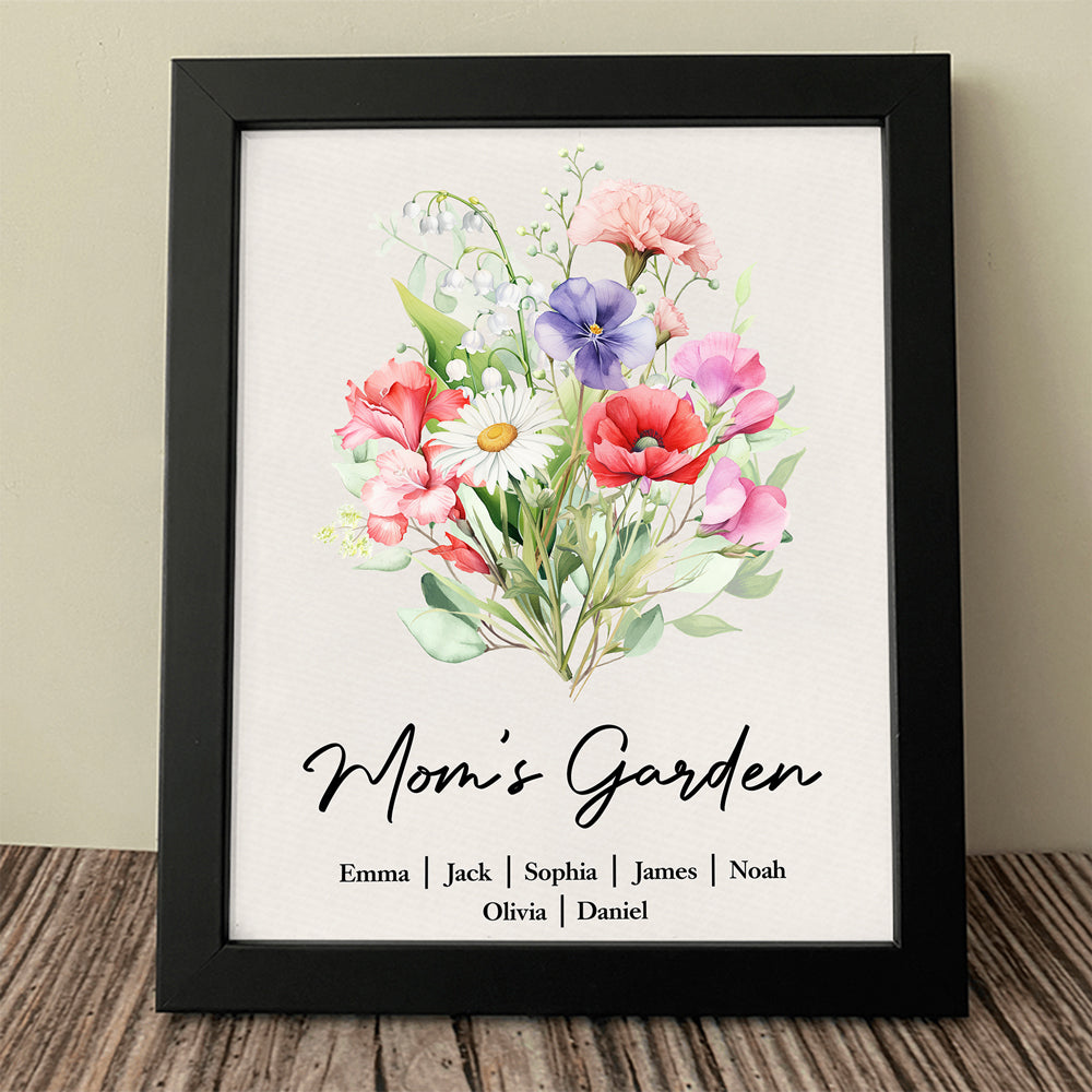 Personalized Mom's Garden Family Birth Flower Picture Frame Gift For Mom, Grandma, Family HA75 920694