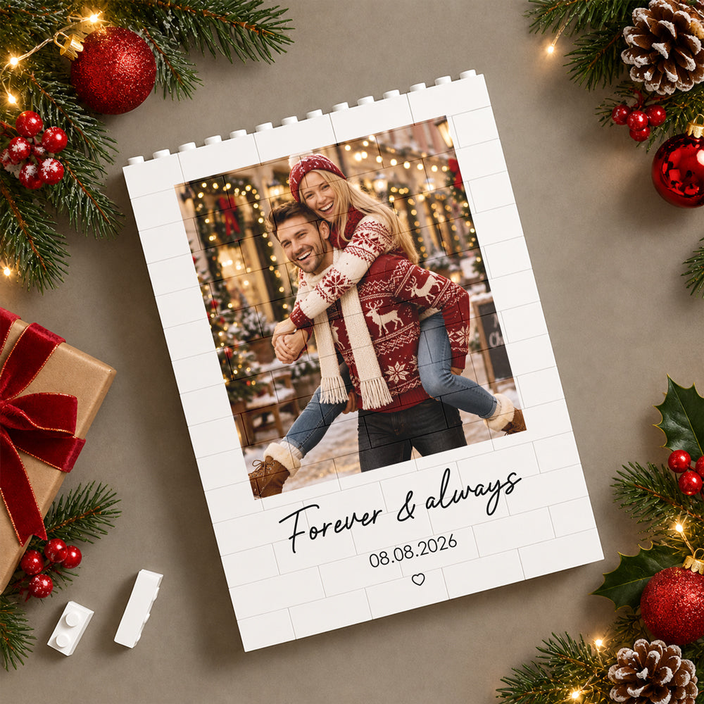 Custom Photo Forever & Always Building Brick Block Christmas Gift for Couples TH10 171251