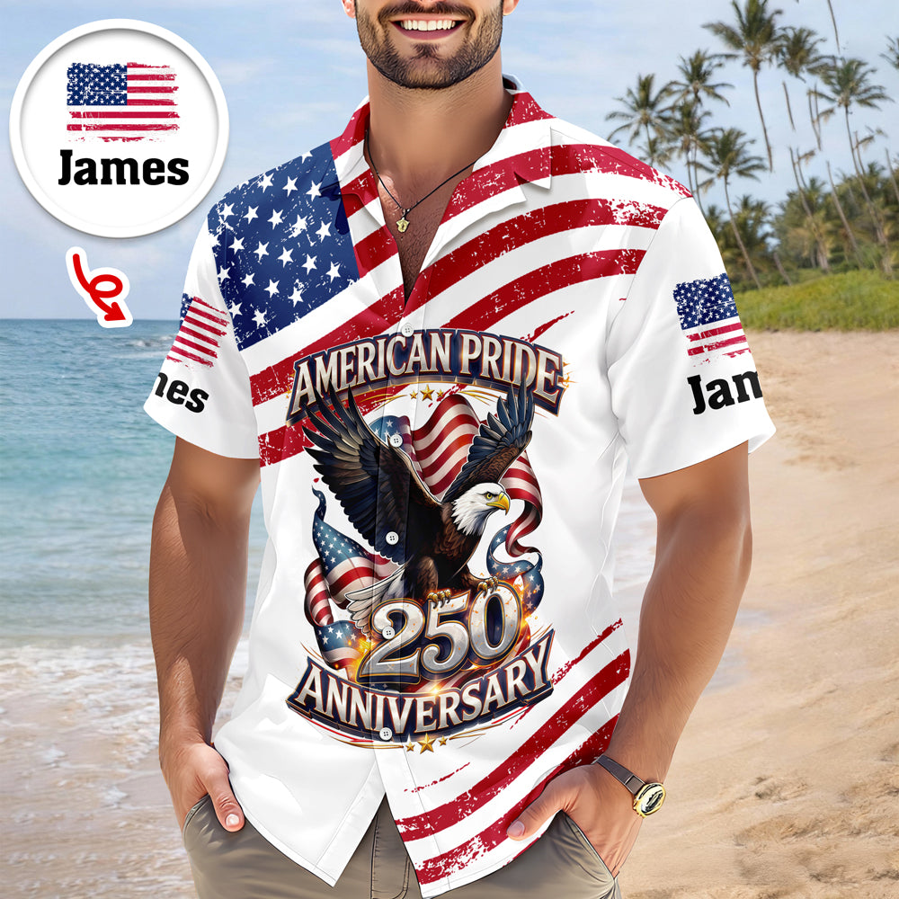 Custom Name America Pride 250th Anniversary 1776–2026 Eagle Hawaii Shirt CH07 911214
