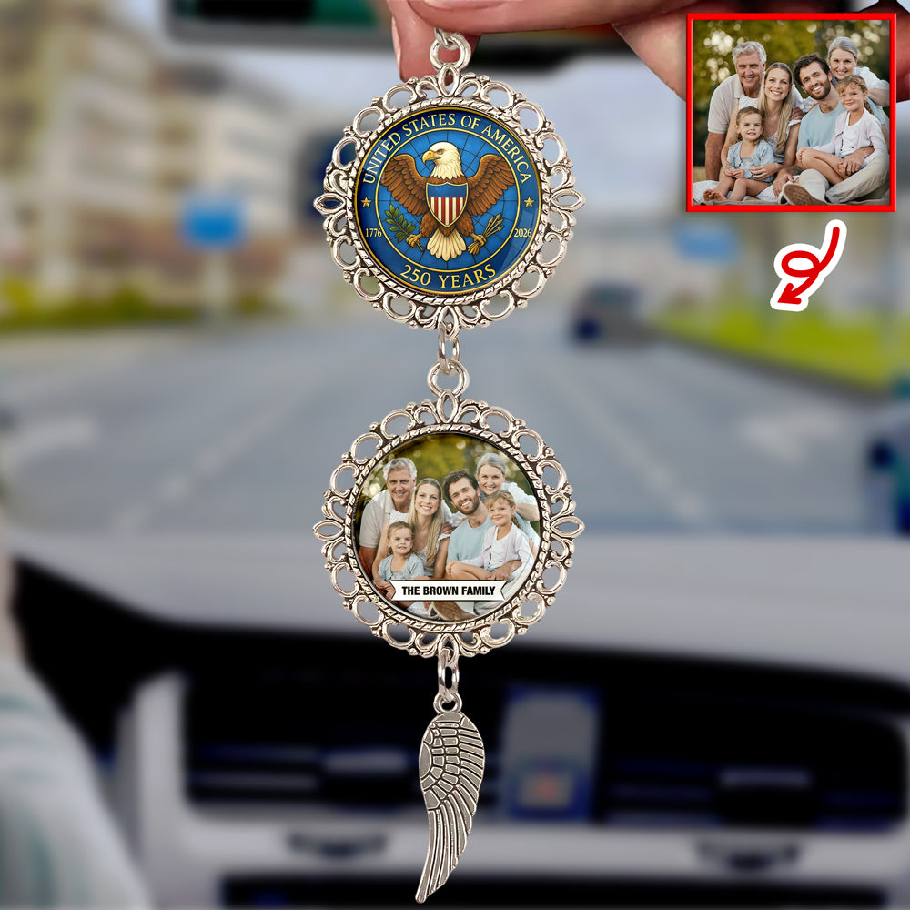 Custom Family Photo 250 Years Of Freedom Hanging Ornament With Charm LM32 897807
