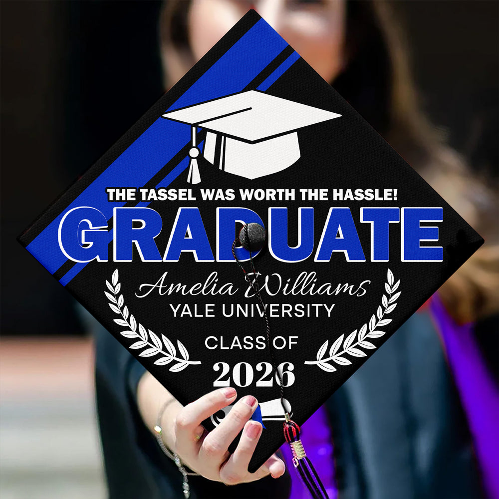 Custom Name The Tassel Was Worth The Hassle Graduation Cap Topper TH10 169227