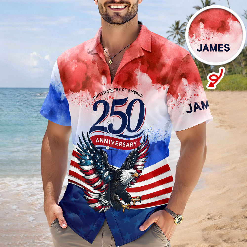 Custom Name 250th United States Of America 1776-2026 Anniversary Patriotic Hawaii Shirt CH07 911296