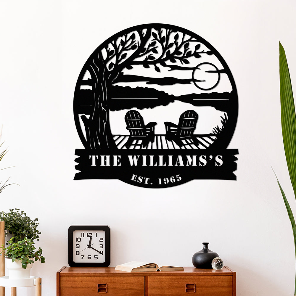 Personalized Family Name Lake House Metal Sign Gift For Couple Anniversary HA75 920016