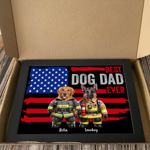 Custom Photo Best Dog Cat Dad Ever US Flag Picture Frame Uniform Ver HA75 892190