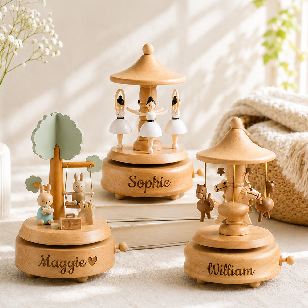 Personalized Kid Name Engraved Wooden Music Box Baby Shower Gift Birthday Gift for Kids CH07 180110
