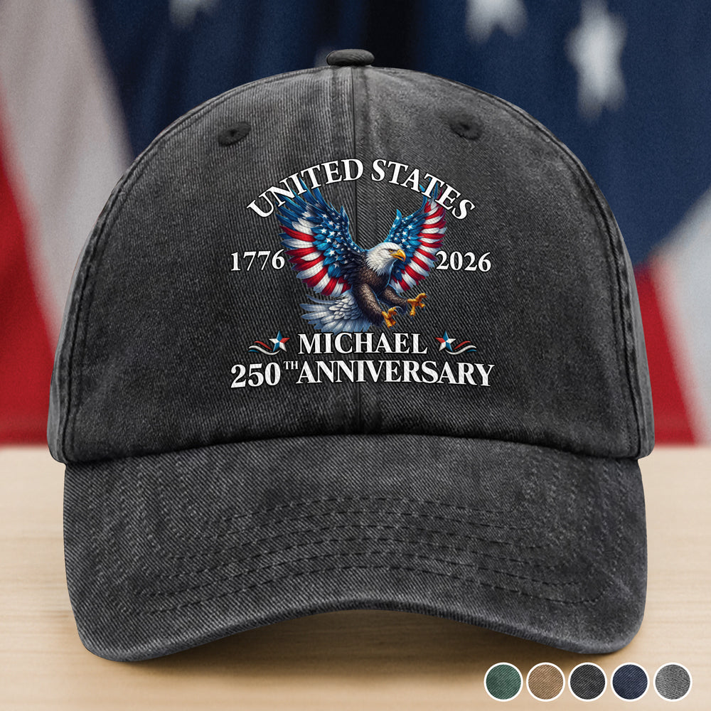 Custom Name America Proud Then And Now Washed Denim Baseball Cap CH07 910548