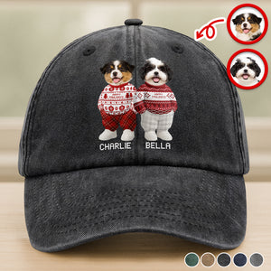 Custom Photo Dog Cat Xmas Clothes Christmas Washed Denim Baseball Cap HA75 897944