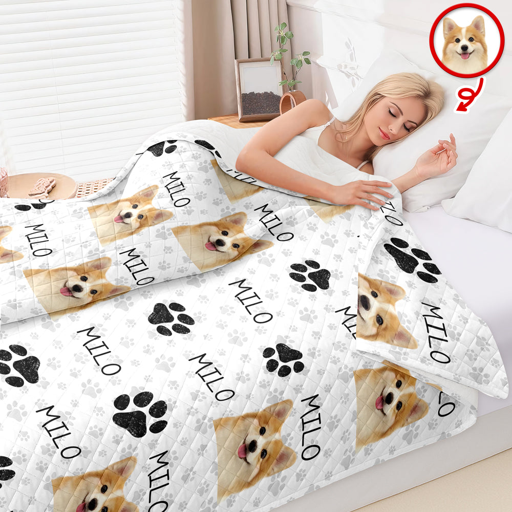 Custom Photo And Name On Quilt Blanket For Dog Lover LM32 897303