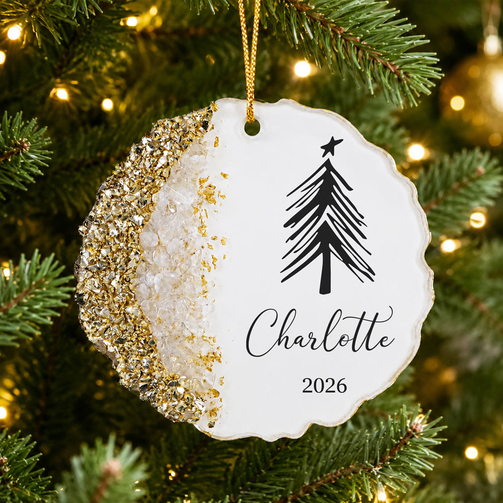 Custom Name Christmas Tree Resin Ornament, Personalized Holiday Decoration, Christmas Keepsake Gift CH07 180506